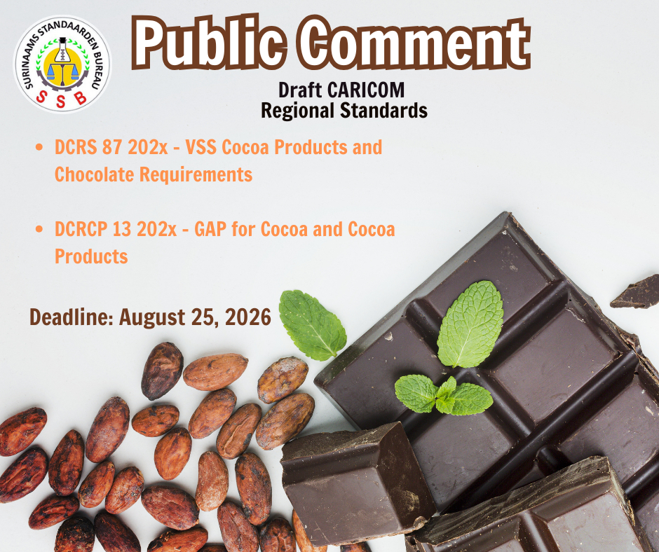 Draft ‘CARICOM Regionale Standaarden voor Cocoa and Cocoa Products’ voor Public Comment