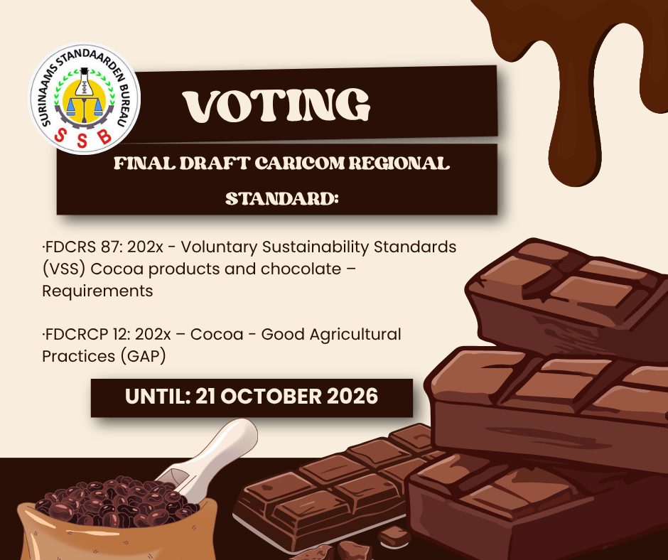 Stemmen op finale concepten CARICOM Regionale Standaarden voor Cocoa Products and Chocolate